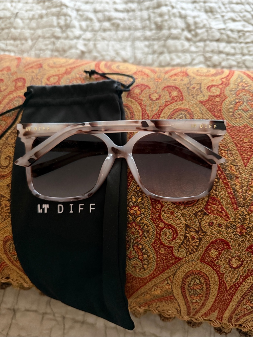 Women's Pink Tortoiseshell Square Sunglasses LT DIFF NEW BELLA - Picture 8 of 16